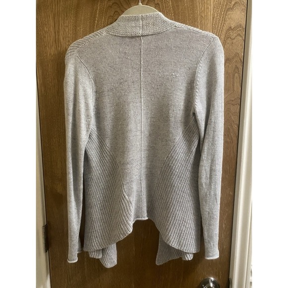Eileen Fisher Womens Petite PP Linen Knit Open Draped Lightweight Cardigan Gray - Picture 13 of 16
